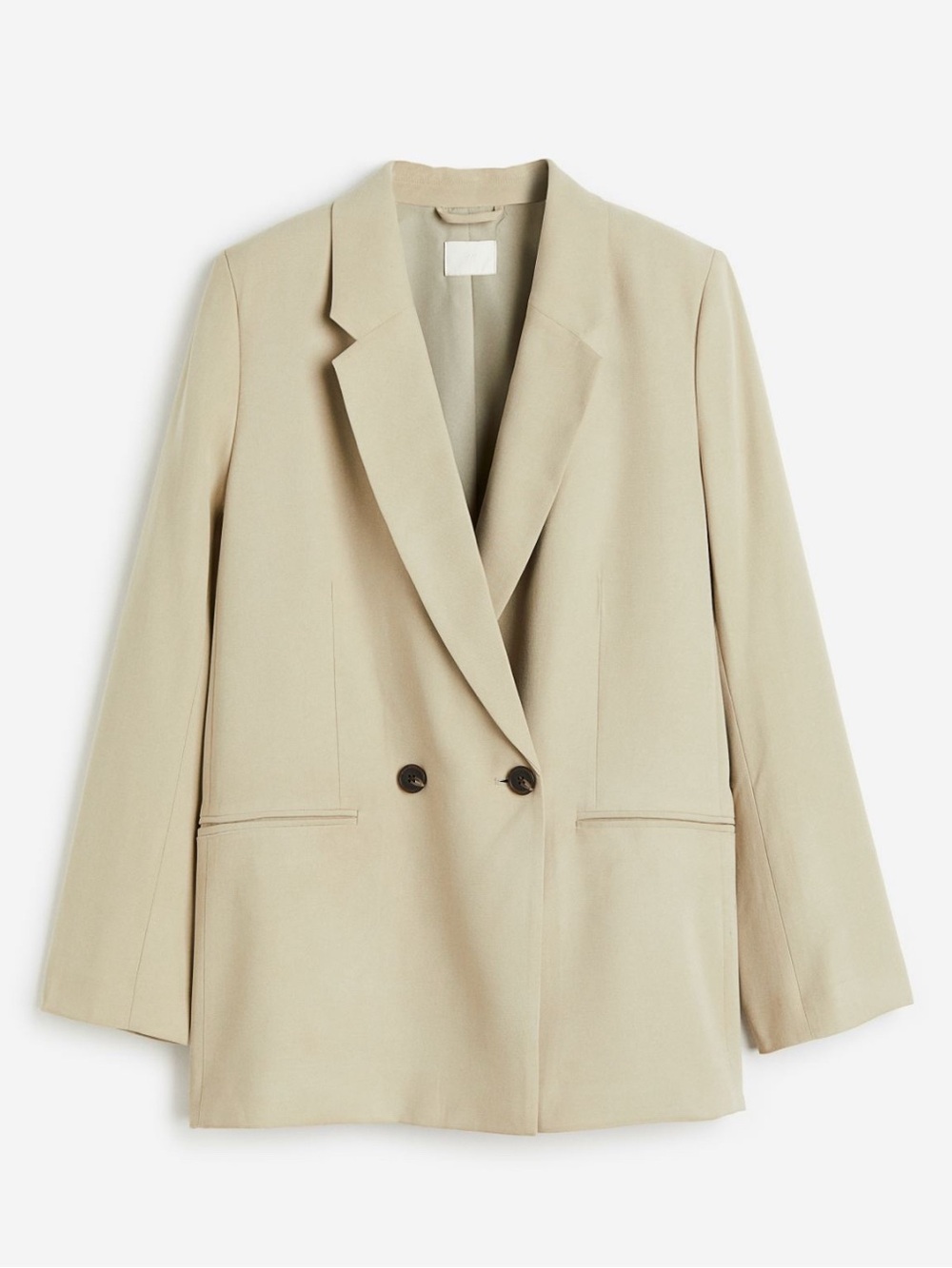 Double-Breasted Blazer in Beige (Size Small)